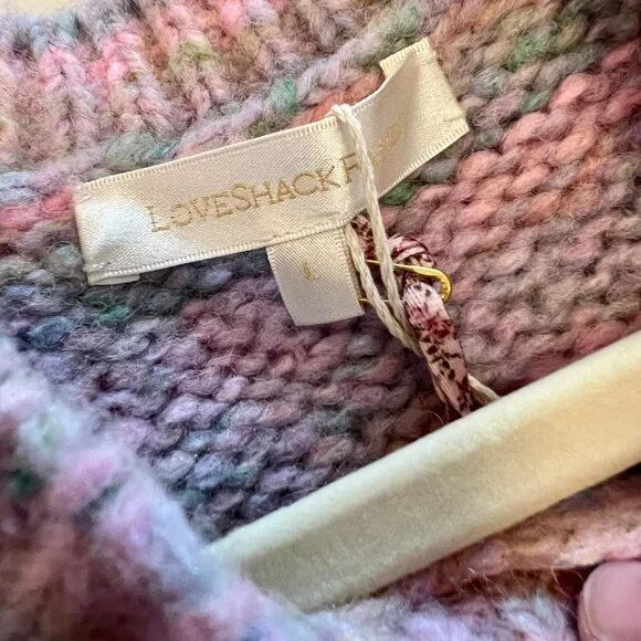 LoveShackFancy Pink Puff Shoulder Sleeve Crew Neck Sweater, NEW - Picture 3 of 3